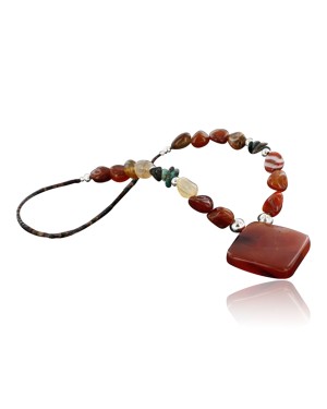 Certified Authentic Navajo .925 Sterling Silver Natural Turquoise and Carnelian Native American Necklace 370983984817