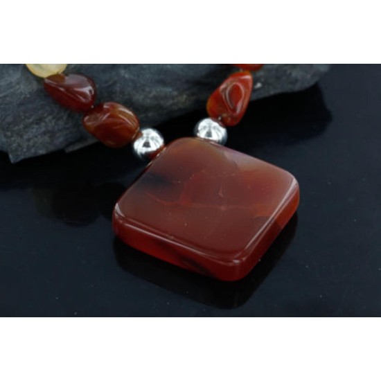 Certified Authentic Navajo .925 Sterling Silver Natural Turquoise and Carnelian Native American Necklace 370983984817