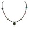 Certified Authentic Navajo .925 Sterling Silver Natural Turquoise and Coral Drop Native American Necklace 750172