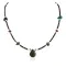 Navajo .925 Sterling Silver Natural Turquoise and Coral Drop Native American Necklace 750172