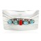 Certified Authentic Navajo .925 Sterling Silver Natural Turquoise and Coral Native American Buckle 1195