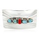 Certified Authentic Navajo .925 Sterling Silver Natural Turquoise and Coral Native American Buckle 1195