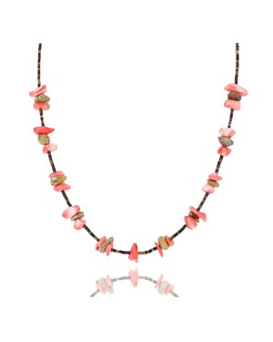 Certified Authentic Navajo .925 Sterling Silver Natural Turquoise and Coral Native American Necklace 15883-8