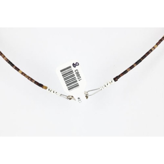 Certified Authentic Navajo .925 Sterling Silver Natural Turquoise and Coral Native American Necklace 15883-8