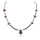 Certified Authentic Navajo .925 Sterling Silver Natural Turquoise and Coral Native American Necklace 750173