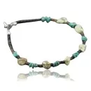 Navajo .925 Sterling Silver Natural Turquoise and Gaspeite Native American Bracelet 370972091231