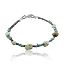Navajo .925 Sterling Silver Natural Turquoise and Gaspeite Native American Bracelet 370974617439