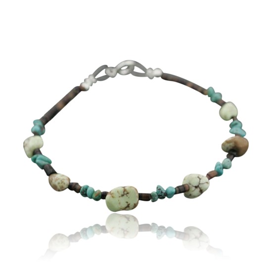 Certified Authentic Navajo .925 Sterling Silver Natural Turquoise and Gaspeite Native American Bracelet 370974617439