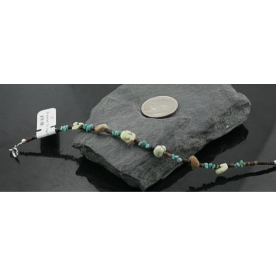 Certified Authentic Navajo .925 Sterling Silver Natural Turquoise and Gaspeite Native American Bracelet 370974617439