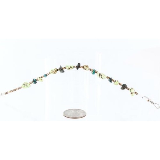 Certified Authentic Navajo .925 Sterling Silver Natural Turquoise and Gaspeite Native American Bracelet 370996110085