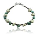 Navajo .925 Sterling Silver Natural Turquoise and Gaspeite Native American Bracelet 390734524362