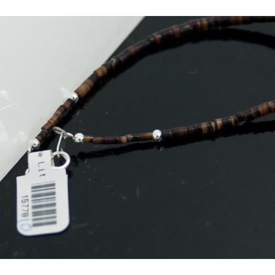 Certified Authentic Navajo .925 Sterling Silver Natural Turquoise and Graduated Heishi Native American Necklace 370842449531