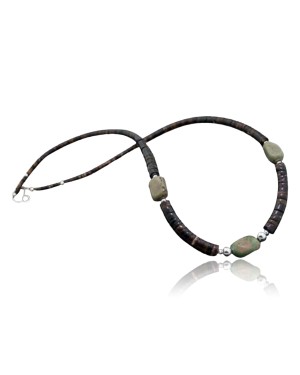 Certified Authentic Navajo .925 Sterling Silver Natural Turquoise and Graduated Heishi Native American Necklace 370842449531