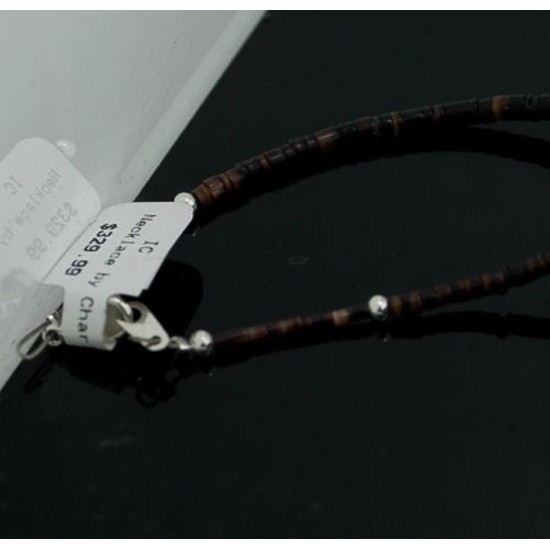 Certified Authentic Navajo .925 Sterling Silver Natural Turquoise and Graduated Heishi Native American Necklace 390615386444