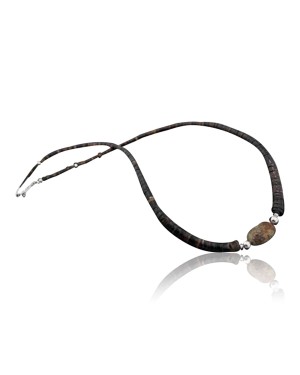 Certified Authentic Navajo .925 Sterling Silver Natural Turquoise and Graduated Heishi Native American Necklace 390619444172