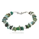 Certified Authentic Navajo .925 Sterling Silver Natural Turquoise and Graduated Melon Shell Native American Bracelet  1246-2