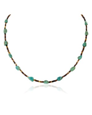 Certified Authentic Navajo .925 Sterling Silver Natural Turquoise and Heishi Native American Necklace 25258