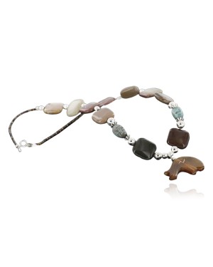 Certified Authentic Navajo .925 Sterling Silver Natural Turquoise and Horn Native American Necklace 390737926651