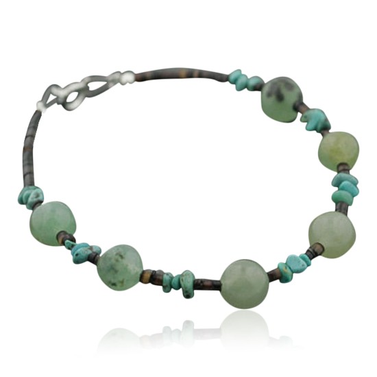 Certified Authentic Navajo .925 Sterling Silver Natural Turquoise and Jade Native American Bracelet 370971263158