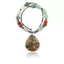 Authentic Navajo .925 Sterling Silver Natural Turquoise and Jade Native American Necklace
