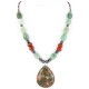 Certified Authentic Navajo .925 Sterling Silver Natural Turquoise and Jade Native American Necklace 15624-4