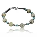 Navajo .925 Sterling Silver Natural Turquoise and Jasper Native American Bracelet 390740864780