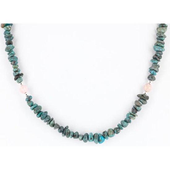 Certified Authentic Navajo .925 Sterling Silver Natural Turquoise and Jasper Native American Necklace 15851-33