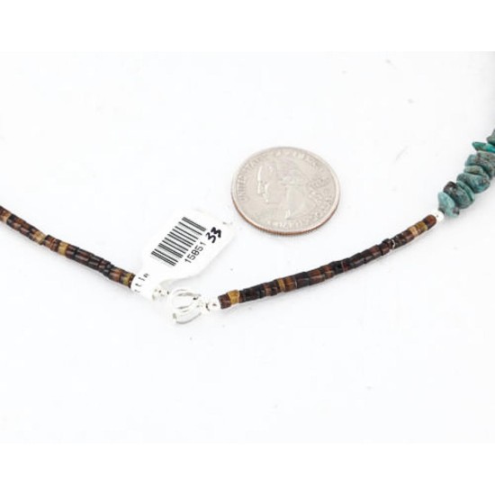 Certified Authentic Navajo .925 Sterling Silver Natural Turquoise and Jasper Native American Necklace 15851-33