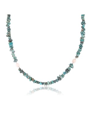 Certified Authentic Navajo .925 Sterling Silver Natural Turquoise and Jasper Native American Necklace 15851-39