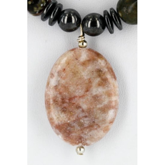Certified Authentic Navajo .925 Sterling Silver Natural Turquoise and JASPER Native American Necklace 25205