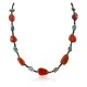 Certified Authentic Navajo .925 Sterling Silver Natural Turquoise and Jasper Native American Necklace 25257