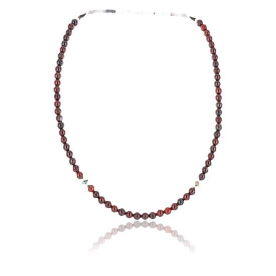 Certified Authentic Navajo .925 Sterling Silver Natural Turquoise and Jasper Native American Necklace 371002535876