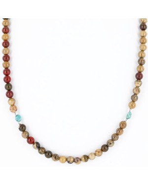 Certified Authentic Navajo .925 Sterling Silver Natural Turquoise and Jasper Native American Necklace 371046374949