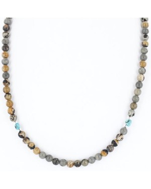 Certified Authentic Navajo .925 Sterling Silver Natural Turquoise and Jasper Native American Necklace 371047861629