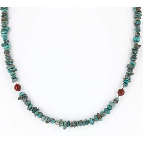 Navajo .925 Sterling Silver Natural Turquoise and Jasper Native American Necklace 390828633739