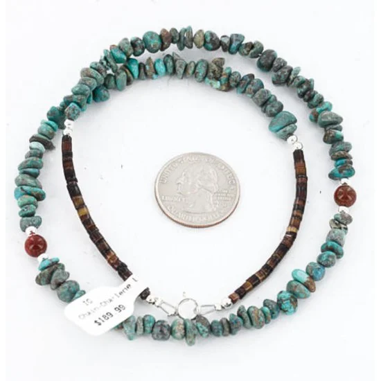 Navajo .925 Sterling Silver Natural Turquoise and Jasper Native American Necklace 390828633739