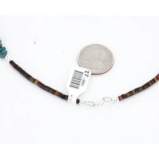 Navajo .925 Sterling Silver Natural Turquoise and Jasper Native American Necklace 390828633739
