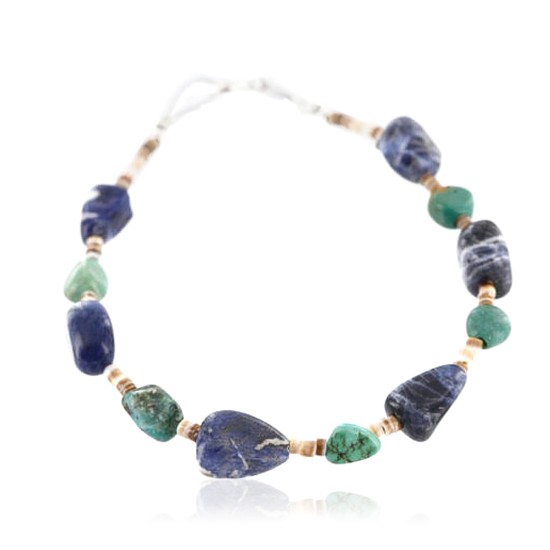 Certified Authentic Navajo .925 Sterling Silver Natural Turquoise and LAPIS Native American Bracelet 371007903011