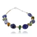 Authentic Navajo Native American Turquoise, Lapis and Spiny Sterling Silver Bracelet