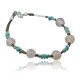 Certified Authentic Navajo .925 Sterling Silver Natural Turquoise and Native American Pink Quartz Bracelet 390734544251