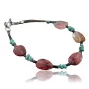 Navajo .925 Sterling Silver Natural Turquoise and Quartz Native American Bracelet 370972064054