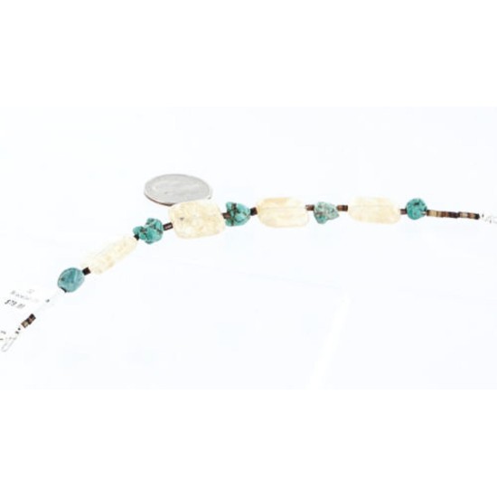 Certified Authentic Navajo .925 Sterling Silver Natural Turquoise and Quartz Native American Bracelet 390763466082