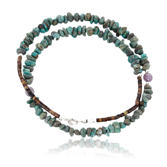 Certified Authentic Navajo .925 Sterling Silver Natural Turquoise and Quartz Native American Necklace 15851-23