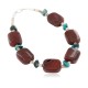 Certified Authentic Navajo .925 Sterling Silver Natural Turquoise and Red Jasper Native American Bracelet 13024