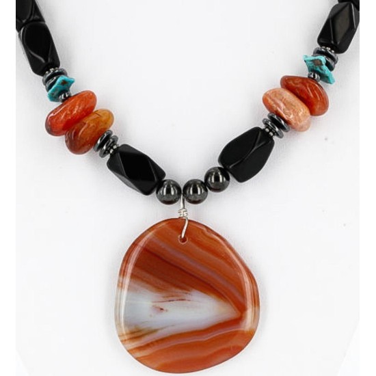 Certified Authentic Navajo .925 Sterling Silver Natural Turquoise and SPINY Native American Necklace 390838288997