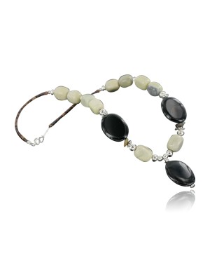 Certified Authentic Navajo .925 Sterling Silver Natural Turquoise Black Onyx Agate Native American Necklace 390688929183