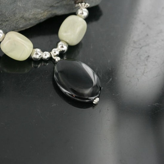 Certified Authentic Navajo .925 Sterling Silver Natural Turquoise Black Onyx Agate Native American Necklace 390688929183