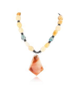Certified Authentic Navajo .925 Sterling Silver Natural Turquoise Carnelian Native American Necklace 390829122491