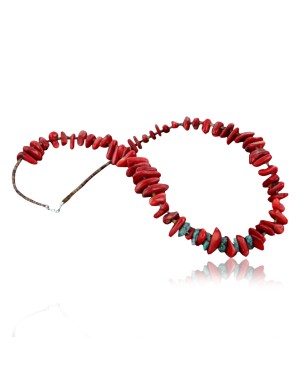 Certified Authentic Navajo .925 Sterling Silver Natural Turquoise Coral 50 Native American Necklace 370944211143