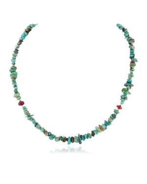 Certified Authentic Navajo .925 Sterling Silver Natural Turquoise Coral Chain Native American Necklace 25289-1